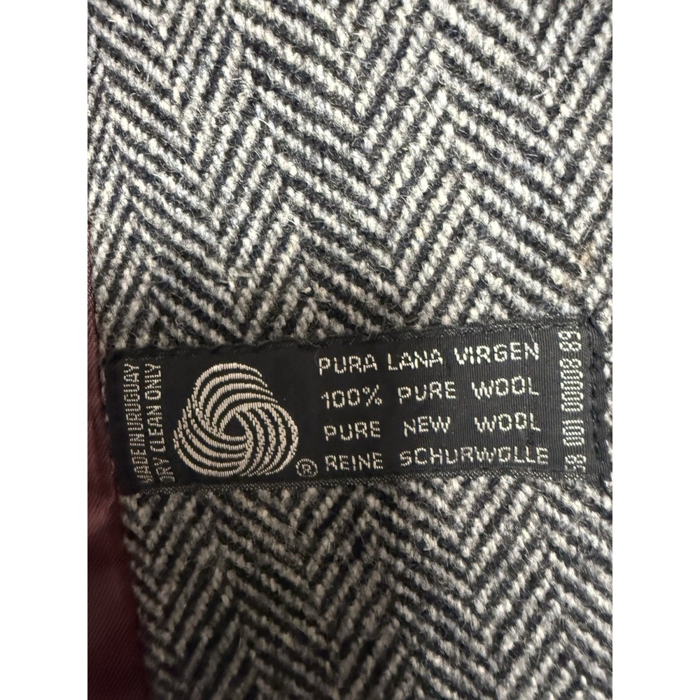 Woodmere Overcoat Mens 42 Grey Herringbone Pure Virgin Wool Long Jacket - Picture 3 of 5